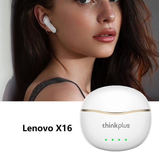 Lenovos X16 Wireless Headphone Bluetooth5.2 Stereo Sports Waterproof Touch Control Earhook Earphone with Dual HD Microphone